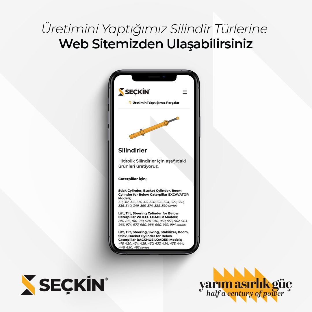 Yenilenen web sitemizle sizlere daha iyi hizmet vermek için buradayız. Üretimini yaptığımız Hidrolik Silindir ve daha fazlası için web sitemizi ziyaret edin.

#seckinmakine #hidroliksilindir #lider #ismakinesi #yarımasır #uzman #tecrübe