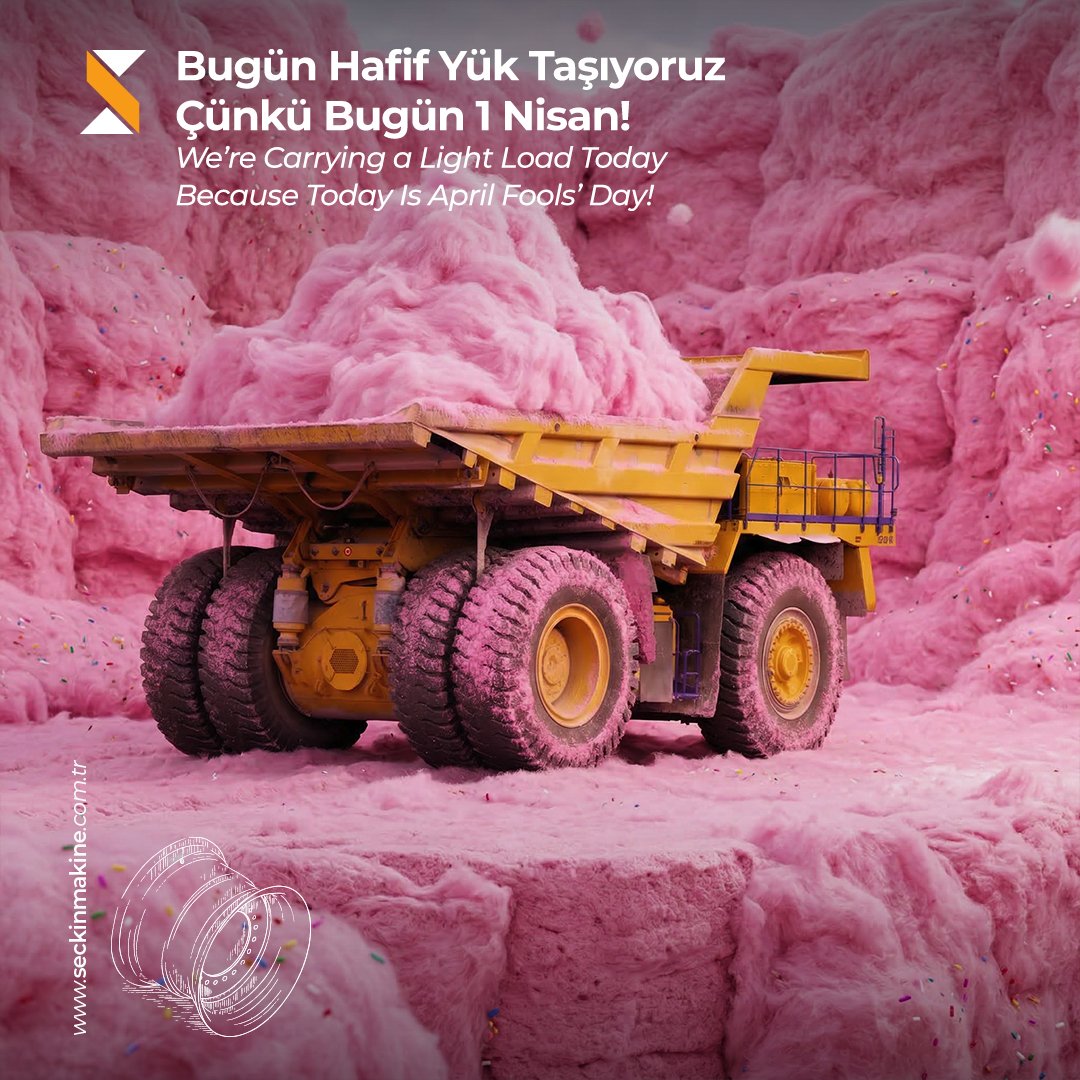 Tonlarca yük taşımaktan biraz yorulduk. Bugün daha hafif işlere geçiyoruz dedik. Ama sadece bugünlük bir şaka… 1 Nisan Dünya Şaka Günü’nüz Kutlu Olsun!

We’re a little tired of hauling tons of cargo. We thought we’d switch to lighter work today. But it’s just a joke for today… Happy April Fools’ Day!

#seçkinmakine #jant #silindir #rim #wheelrim
